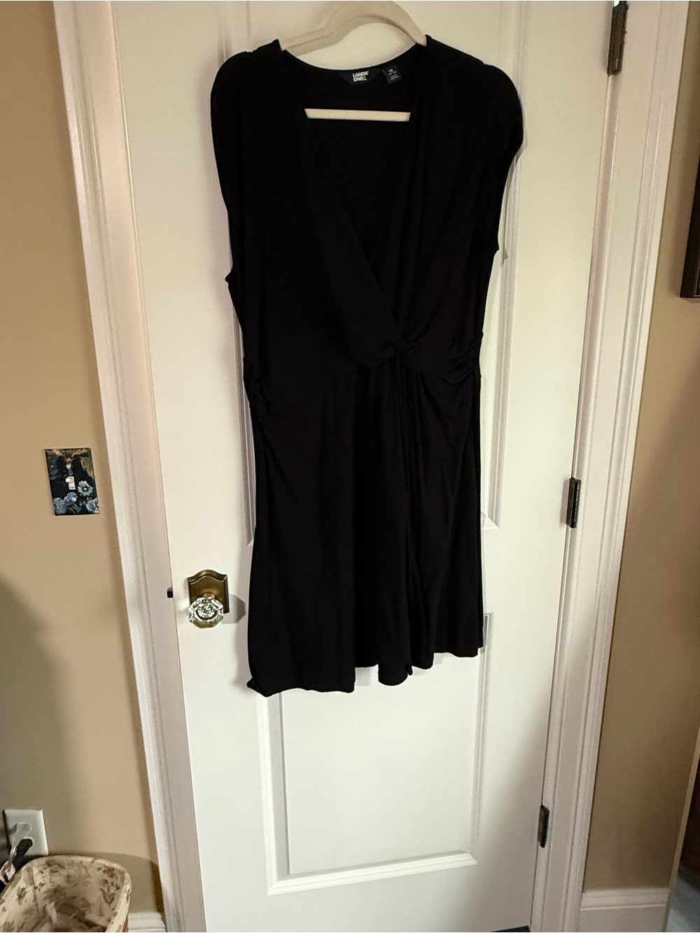 Lands' End Black Twist-Front Sleeveless Tunic Dress 1X 16-18